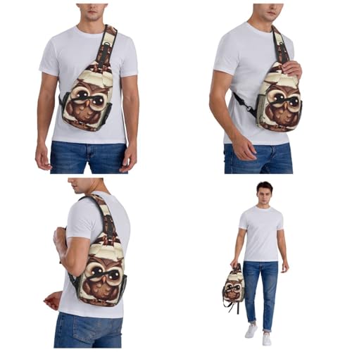 Mochila tipo sling bolsa cruzada búho negra para exteriores miniatura 6