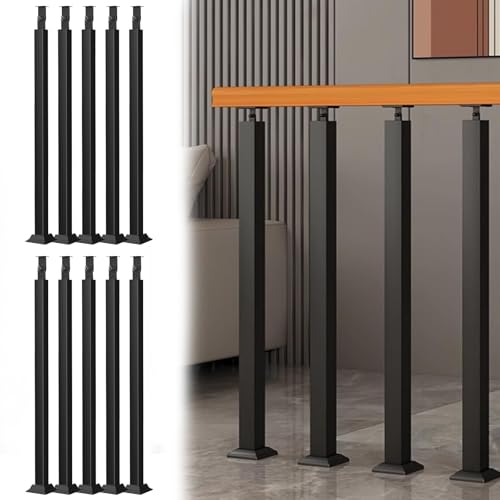 Poteaux de balustre d'escalier intérieur extérieur noir - 2