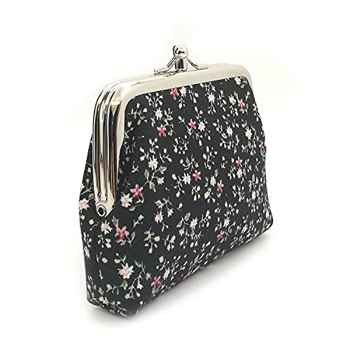 Image of Cute Floral Buckle Coin Purses Vintage Pouch Kiss-lock Change Purse Wallets