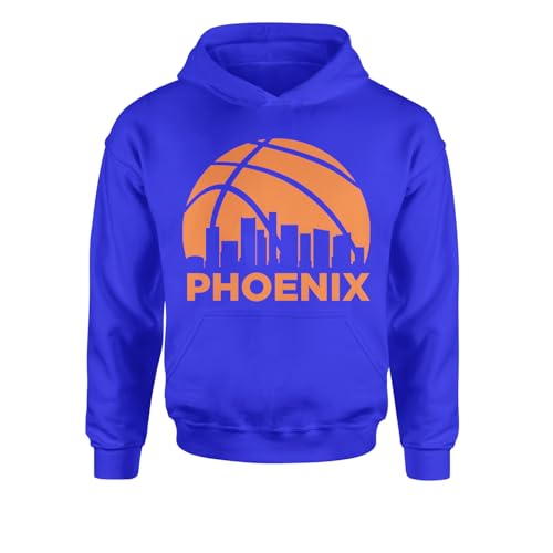 Phoenix Basketball Sunset City Skyline Youth-Sized Hoodie, Soft Fleece, Graphic Design