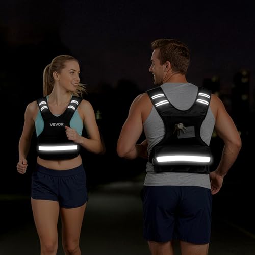 VEVOR Adjustable Weighted Vest, 4-10 lbs Comfortable X-Shape Body Weight Vest Set with 6 Weight Packs and Reflective Stripe, for Men Women, Workout Equipment for Strength Training Running Jogging by VEVOR - Used condition - Image 2