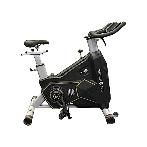 Image of WG SPIN-10 Spin Bike Exercise Cycle with Flywheel, Comfortable Cushioned Seat, Silent Belt Drive, Mobile Holder for Cardio Training and Workout |Black| Free Installation Assistance