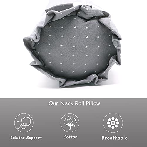 Edomi Buckwheat Cylinder Neck Roll Pillow Cervical Pillow Buckwheat Hulls Filling Bolster For Cool Sleep Neck Support For Lumbar Back And Side Sleepers (16X4 Inch, Gray) #TOP5