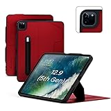 ZUGU iPad Pro 12.9 Hülle 2022 / 2021 6. / 5. Generation, schlanke Schutzhülle 10 Winkel-Ständer magnetisch, Aufladen iPad Stiftes Auto Sleep/Wake Up [iPadPro 12.9 Rot]