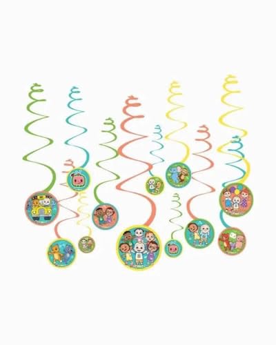 amscan Cocomelon Swirl Decorations with Cutouts - 5" | Assorted D...