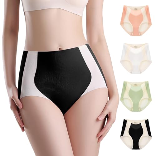 Anntry Unterwäsche mit hoher Taille für Damen, nahtlos, leichte Bauchkontrolle, Höschen zum Anheben des Pos, bequem, 4 Stück