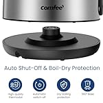 COMFEE' Stainless Steel Electric Kettle, 1.7 Liter Tea Kettle Electric & Hot Water Kettle, 1500W Fast Boil with LED Light, Auto Shut-Off and Boil-Dry Protection - Image 3