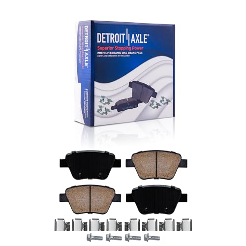 Image of Detroit Axle - Rear Brake Kit for Volkswagen Jetta EOS Beetle GTI | Audi A3 Quattro Disc Brake Rotors Ceramic Brake Pads Replacement [9.96 inch Rotors]