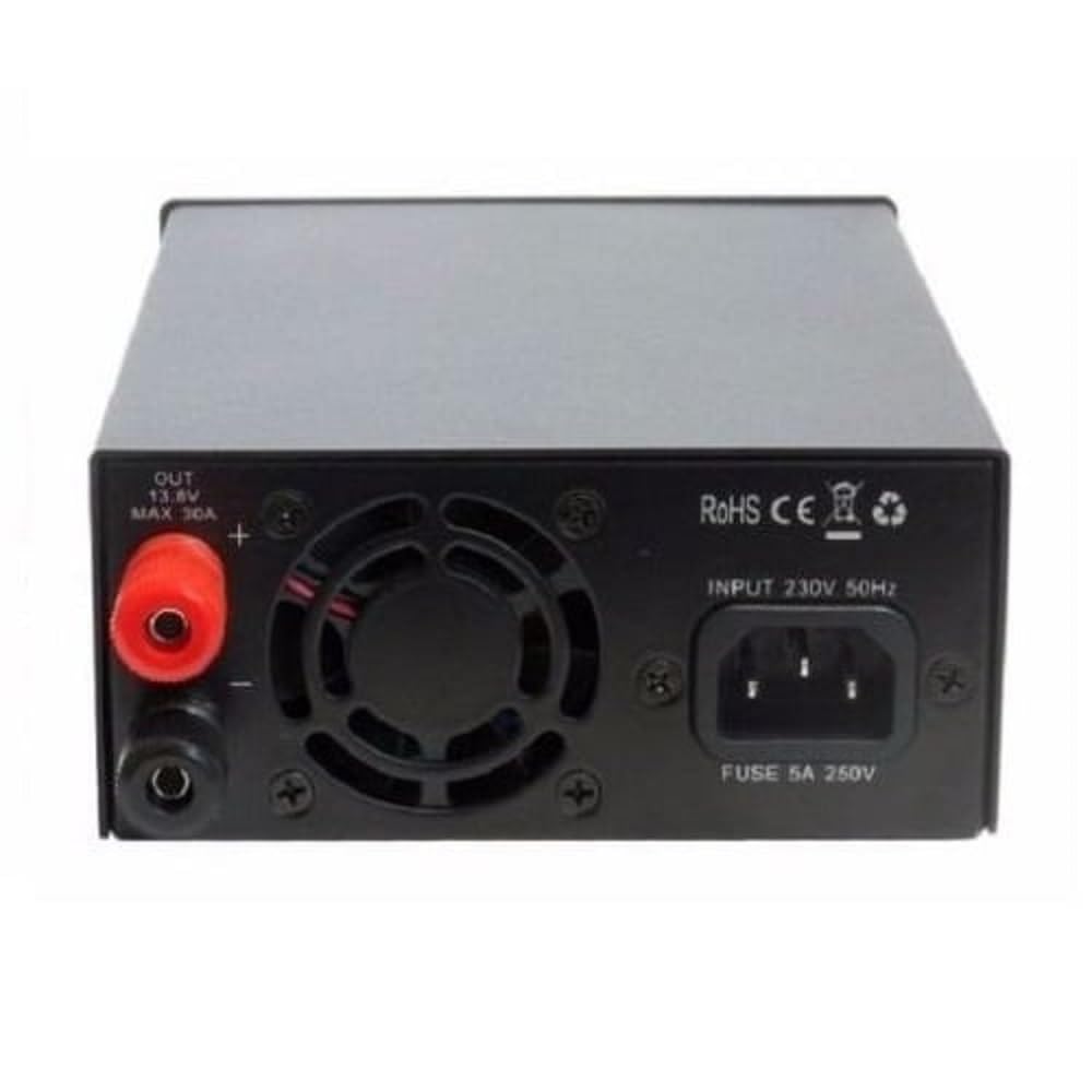 Alinco DM-430E Alimentatore Switching Ultra Compatto 25A (30A Picco), Uscita Regolabile 5-15V o Fissa 13.8V, Connettori Anderson Powerpole, Voltmetro e Amperimetro Digitale