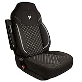 V-TRUCK CORP Seat Cover – Compatible with Kenworth T680, T880 & W990 OEM Stock Seats – Durable, Custom Fit, Easy to Install – Premium Interior Protection (Black/Grey)