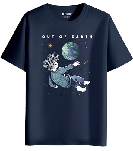 Image of XENOVAURBAN Men's Graphic Printed RN-Earth Round Neck Regular and Plus Size Cotton T-Shirt