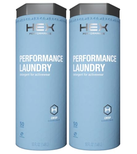 HEX Performance Laundry Detergent, Crisp Scent, 100 Loads (50ld Pack of 2) &ndash; Concentrated...