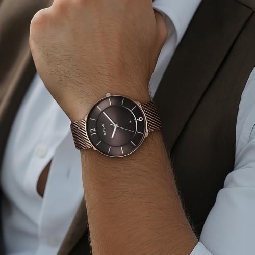 Image of Titan Neo Splash Quartz Analog with Date Black Dial Brown Stainless Steel Strap Watch for Men - NT1849KM04