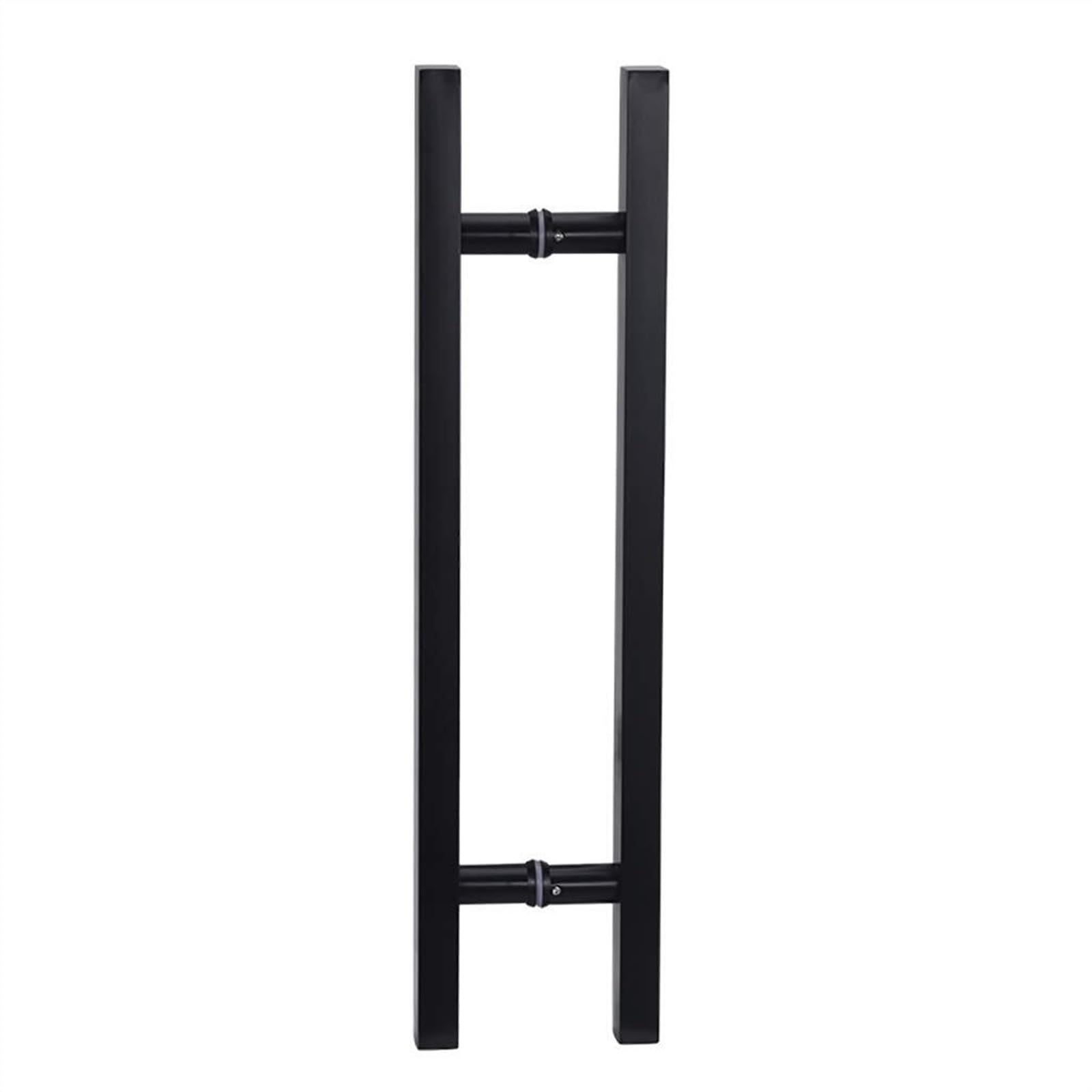 Poignée de porte carrée en inox noir et verre trempé pour un design intérieur épuré
