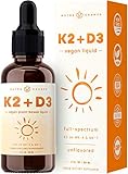 Vitamin K2 D3 Supplement Drops - Healthy Bones, Heart, Mood & Immune System - Vegan D3 5000 IU & K2 MK7 & MK4 100 mcg - 2 oz. Organic Liquid for Better Absorption Than Capsule, Pill or Gummies