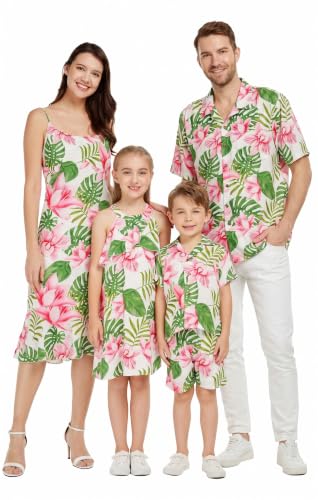 Image of Hawaii Hangover Family Matching Hawaiian Clothes, Lotus & Orchid | Family matching Hawaiian outfits, Lotus & Orchid, lightweight rayon, machine washable, tropical floral print, luaus, cruises