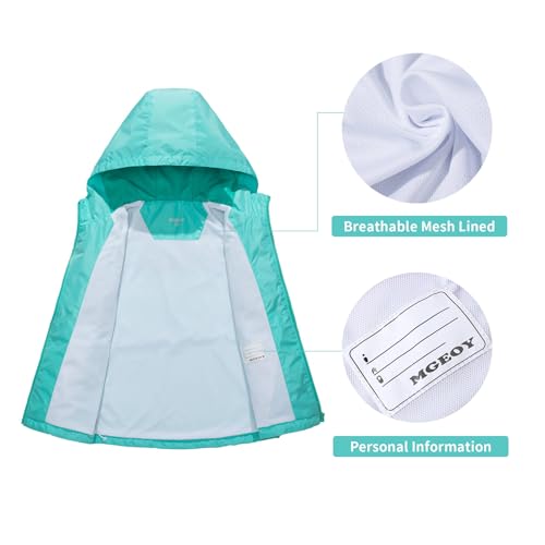 Image of MGEOY Kids Rain Jackets Waterproof with Hood Lightweight Rain Coats for Girls Boys