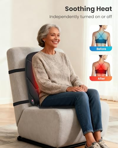 COMFIER Vibration Back Massager with Heat, Heated Massage Chair Pad, Massage Seat Cushion, Chair Massager pad, seat Warmer 5 Vibrating Modes & 2 Heat Levels, Ideal Gifts for Men Women - Thumbnail 4