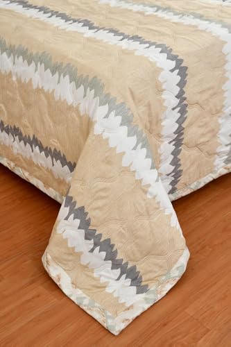 Image of Akshya Cotton Double Bed Comforter - King /Double Size, White, Reversible, Modern, Floral Pattern-200 TC