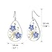 Forget Me Not and Queen Anne's Lace Pressed Flower Earrings, Dainty Sterling Silver Earrings Drop Dangle Earrings for Women, Handmade Teardrop Resin Dry Flower Earrings for Women Trendy