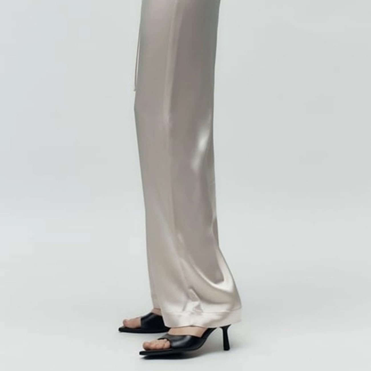 MRKEWUNEY Heeled Mules for Women Metallic Slip On Mules Backless Kitten Heel Pointed Open Toe Wedding Party Dress Sandals Slide Sandals Evening Party Shoes Black Szie 39 - Image 5