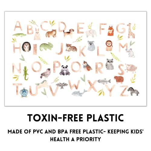 Disposable Placemats For Baby 60 Pack, 12"X18" Disposable Stick-On Placemats , Animal Alphabet Adhesive Placemats For Toddler, Baby Lead Weaning, Travel Baby Essentials #TOP1