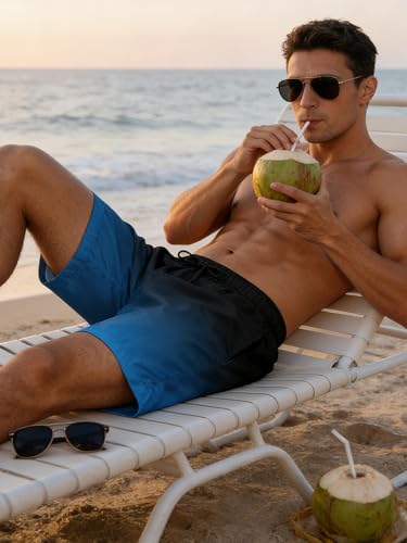 Image of Cozople Mens Swim Trunks 5.5 inch Compression Liner Swim Shorts Boxer Brief Lined Quick Dry Bathing Suit Swimwear