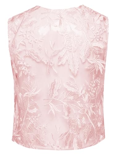 Kids Girls Boys Hippie Dance Waistcoat Mesh Lace Zip Front Vest Retro 70s Top4