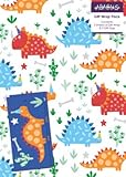 Diseño juvenil/infantil Abacus 08816A\"Dinosaur Roar\" paquete de papel de regalo con 2 hojas/etiquetas encordadas