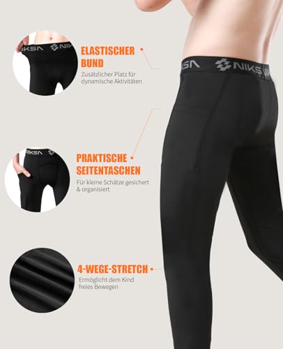 Niksa Thermounterwäsche Set für Jungen 5-12J - Extra Warme Ski & Sportunterwäsche, Hochatmungsaktiv als Basis für Fußball, Wandern & Radfahren,4 Jahreszeiten Funktionswäsche