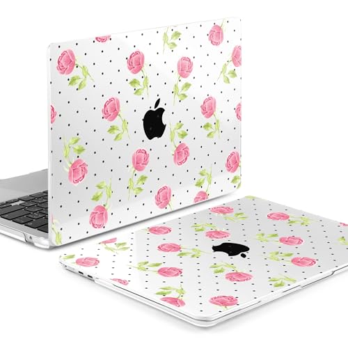 Image of MEEgoodo for M5 /M4 /M3 /M2 MacBook Air 15 inch Case 2026 2025 2024 2023, Case Fit Model (A3448 /A3241 /A3114 /A2941) for MacBook Air 15.3 inch, Watercolor Roses&Polka Dots