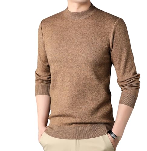 Vogrtcc Men's Crew Neck Sweater Long Sleeve Youth Half Turtleneck Thick Warm Winter Pullover Knitted Sweater