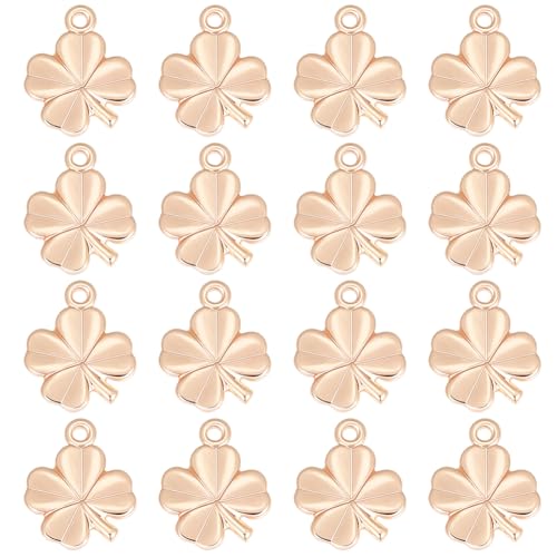 Beebeecraft 1 Box 40Pcs Four Leaf Clover Charm 18K Gold Plated Good Luck Shamrock Charms for Jewelry Making St. Parik's Day Necklace Bracelet DIY Crafts