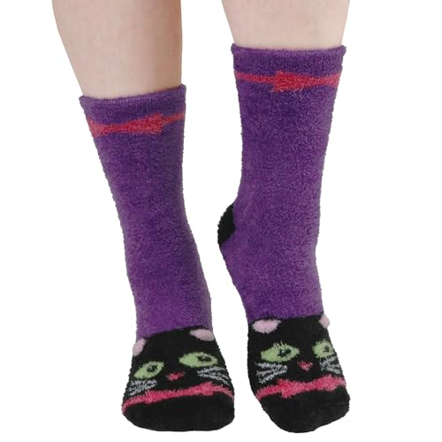 Image of BambooMN Super Soft Warm Cute Women's Animal Non-Slip Fuzzy Fluffy Crew Winter Home Socks