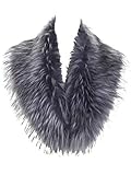 Soul Young Damen Fellkragen Pelzkragen Kunstfell Kunstpelz Winter Schal Wärm Fuchspelz Kragen EINWEG Verpackung(80cm,Grau mit Tipps)