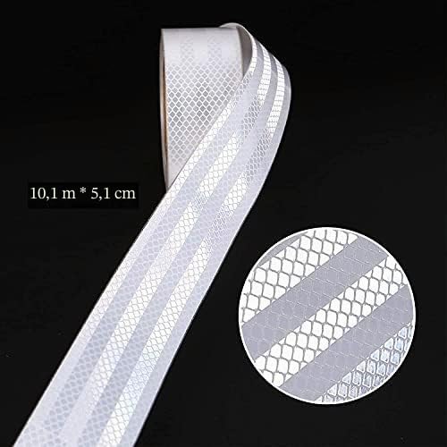 Cinta Reflectante Adhesiva, Res Istente Al Aguapegatinas Reflectantes Cinta De Seguridad Autoadhesiva para Coche Camión Motocicleta Barco Bicicleta Remolque Camper (10M*5CM / 2" X 33ft, Blanca)