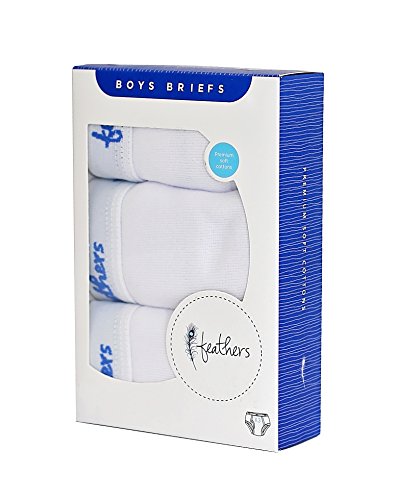 Feathers Boys Solid White Snug Fit Tagless Briefs Underwear - (3/Pack)2