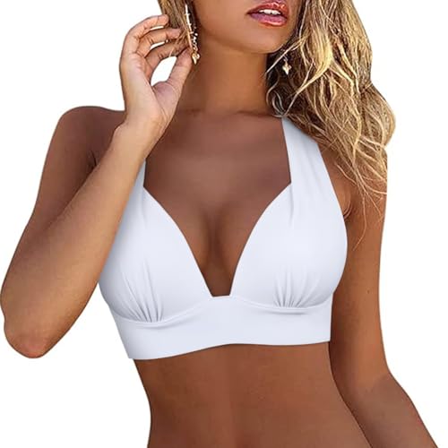 Hilor Women's Push Up Bikini Top Sexy Triangle Top Swimsuit Halter Bathing Suit Swim Tops