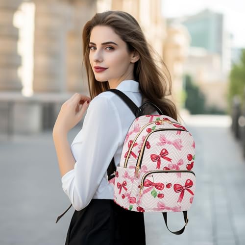 Image of ALAZA Cherry Bow Fruit Women Backpack Purse Ladies Fashion Shoulder Bag Daypack Travel Bag 10L