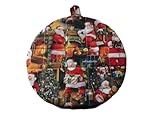 Christmas Pot Holders Santa Handmade Heat Resistant Double Insulated Quilted Hot Pads Trivets 9 Inches Round
