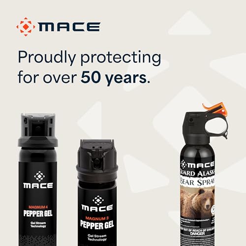 Mace Pepper Gel - Magnum 3, 1.59 oz, 20 Feet Range, No Wind Blowback, Max Police Strength, Long Lasting UV Dye, Flip Top Safety Cap, Self Defense Pepper Spray Gel for Women & Men - Black