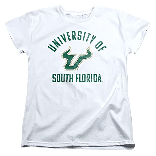 University of South Florida Official Bulls Logo Women's T Shirt,White, Small