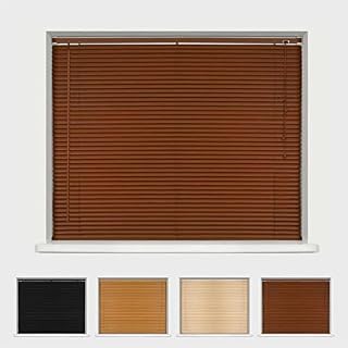Caecus Wood Grain Effect PVC Venetian Blind - Easy Fit Home Office - 45cm Width x 150cm Drop - Black