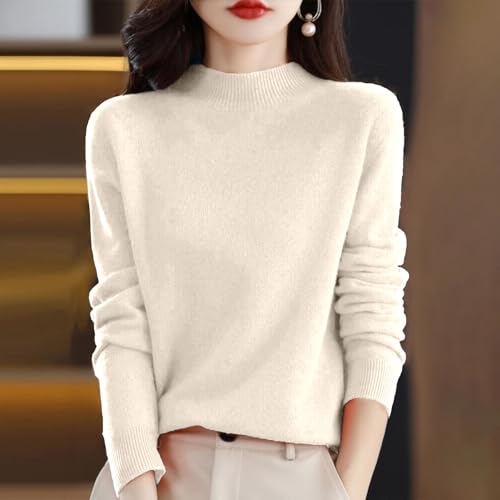Cashmere Sweaters for Women Casual Half Turtleneck Soft Long Sleeve Knitted Pullover Top Warm Cozy Wool Knit Sweaters2