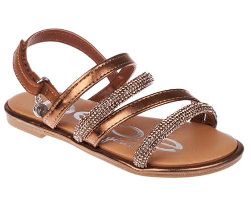 Image of bebe Girls' Sandals - Trendy Flat Designs with Rhinestones, Puffy Straps, Embossed Details and Charms for Toddlers /Little Kids /Big Kids