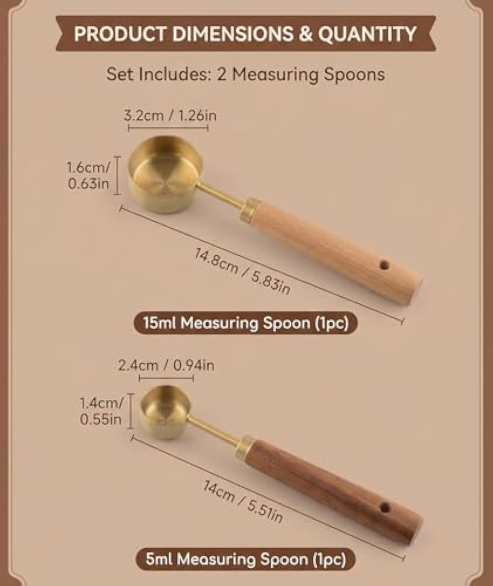 2 PCS Stainless Steel Measuring Spoon and Coffee Bean Scoop Set