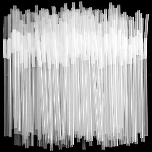 Loccmat 500 Pcs White Straws,Disposable Plastic Drinking Straws,Extra Long Flexible Straws,Disposable Bendy Straws for Party,BPA-Free Plastic Straws,10.2" Long and 0.23'' Diameter (White)