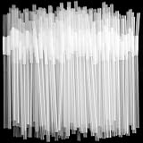 Loccmat 500 Pcs White Straws,Disposable Plastic Drinking Straws,Extra Long Flexible Straws,Disposabl