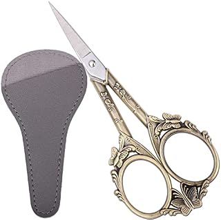 HITOPTY Vintage Embroidery Scissors 4.7in Sharp Straight Pointed Shears, Classic Small Detail Snips W/Sheath for Handcraft, Arts, Needlework, Sewing, Decoupage, Yarn, Fabric, Threads Fussy Cutting