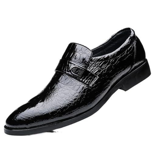 Oxford Dress Shoes for Men Italian Leather Uniform Slip-on Round Toe Non Slip Rubber Sole Low Top Party